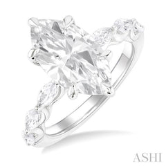 1.00 Ctw Marquise Shape Marquise and Round Cut Diamond Semi Mount Engagement Ring in 14K White Gold