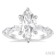 1.00 Ctw Marquise Shape Marquise and Round Cut Diamond Semi Mount Engagement Ring in 14K White Gold