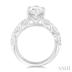 1.00 Ctw Marquise Shape Marquise and Round Cut Diamond Semi Mount Engagement Ring in 14K White Gold