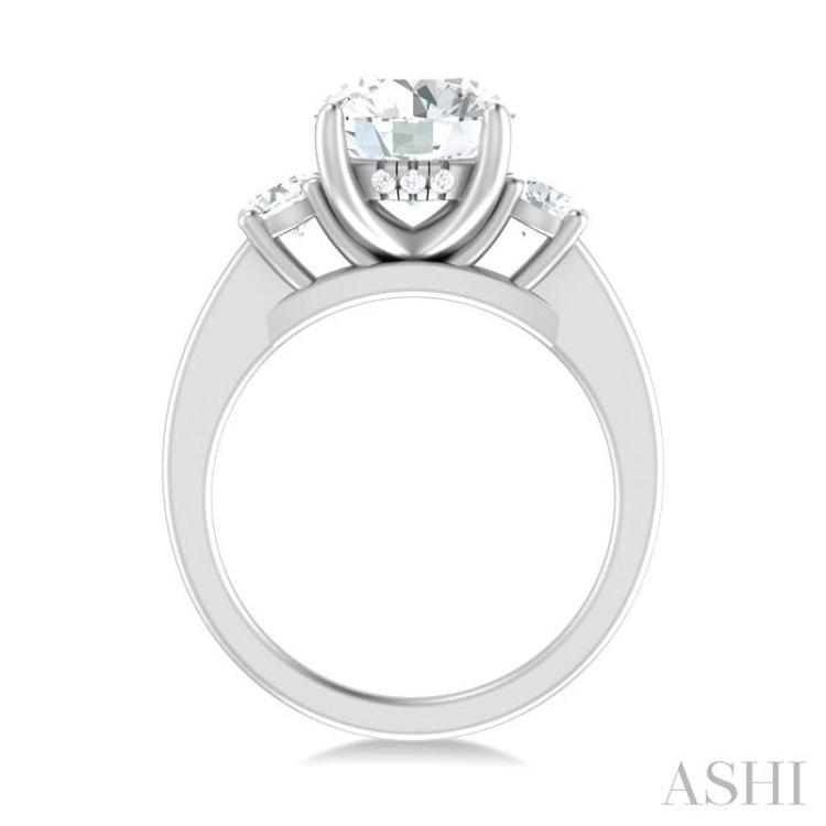 1/2 Ctw Tri-Mount Past, Present and Future Round Cut Diamond Semi Mount Engagement Ring in 14K White Gold