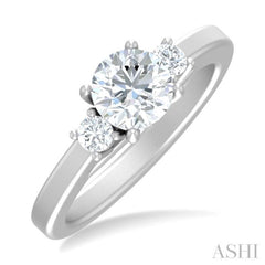 1/4 Ctw Tri-Mount Past, Present and Future Round Cut Diamond Semi Mount Engagement Ring in 14K White Gold