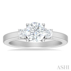 1/4 Ctw Tri-Mount Past, Present and Future Round Cut Diamond Semi Mount Engagement Ring in 14K White Gold