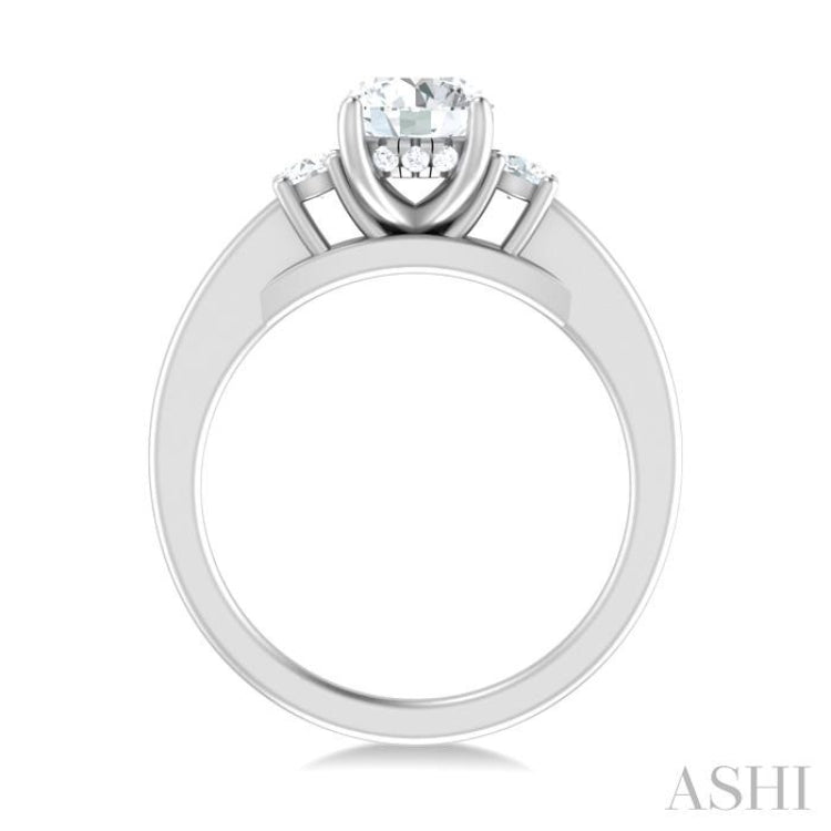 1/4 Ctw Tri-Mount Past, Present and Future Round Cut Diamond Semi Mount Engagement Ring in 14K White Gold