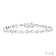 3 1/10 Ctw East-West Bezel Set Marquise Cut Diamond Tennis Bracelet in 14K White Gold