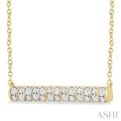 1/2 Ctw Ribbed Trapezoid Motif Bar Round Cut Diamond Necklace in 10K Yellow Gold