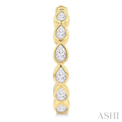 1 Ctw Bezel Set Pear Cut Diamond Fashion Hoop Earring in 14K Yellow Gold