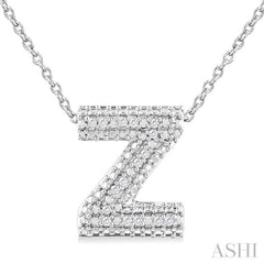 1/20 Ctw Bubble Accent Initial 'Z' Round Cut Diamond Fashion Pendant With Chain in Sterling Silver