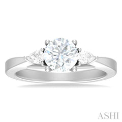 1/4 Ctw Tri-Mount Circular Shape Center Pear and Round Cut Diamond Semi Mount Engagement Ring in 14K Yellow and White Gold