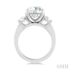 1 1/10 Ctw Tri-Mount Past, Present and Future Round Cut Diamond Semi Mount Engagement Ring in 14K White Gold