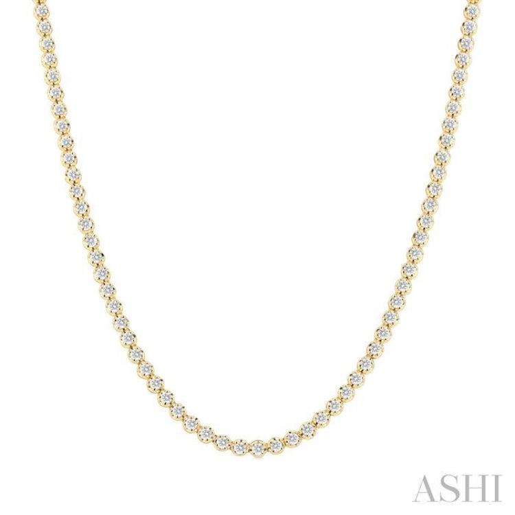 5 ctw Illusion Round Cut Diamond Eternity Tennis Necklace in 14K Yellow Gold