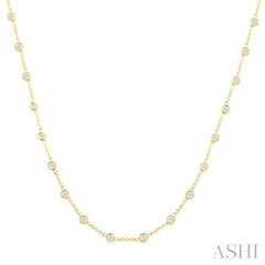 2 ctw Bezel Set Round Cut Diamond Station Necklace in 14K Yellow Gold