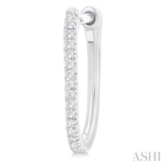 1/10 Ctw Round Cut Diamond Fashion Hoop Earring in 10K White Gold