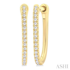 1/10 Ctw Round Cut Diamond Fashion Hoop Earring in 10K Yellow Gold