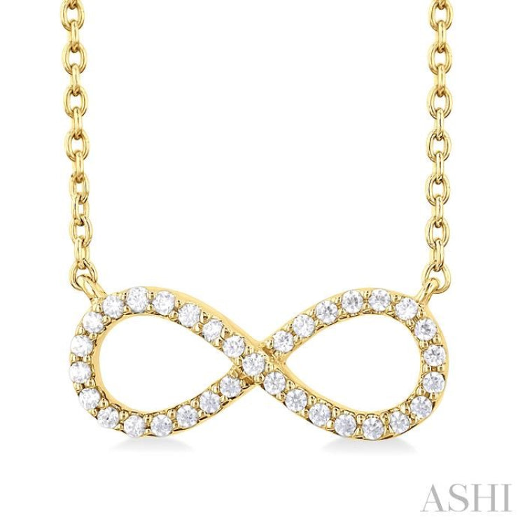 1/10 Ctw Round Cut Diamond Infinity Pendant in 10K Yellow Gold