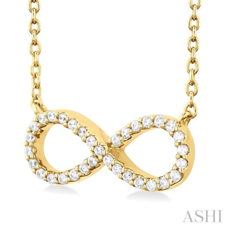 1/10 Ctw Round Cut Diamond Infinity Pendant in 10K Yellow Gold