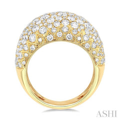 3 1/3 ctw Round Cut Diamond Fashion Dome Ring in 14K Yellow Gold