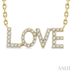 1/6 Ctw 'Love' Block Round Cut Diamond Necklace in 10K Yellow Gold