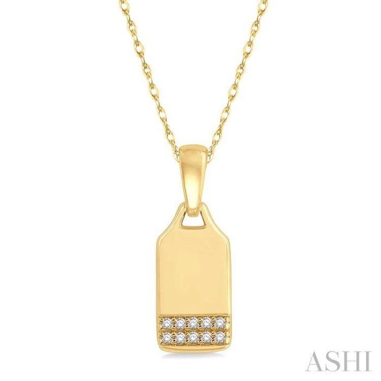 1/20 Ctw Round Cut Diamond Tag Pendant With Chain in 10K Yellow Gold