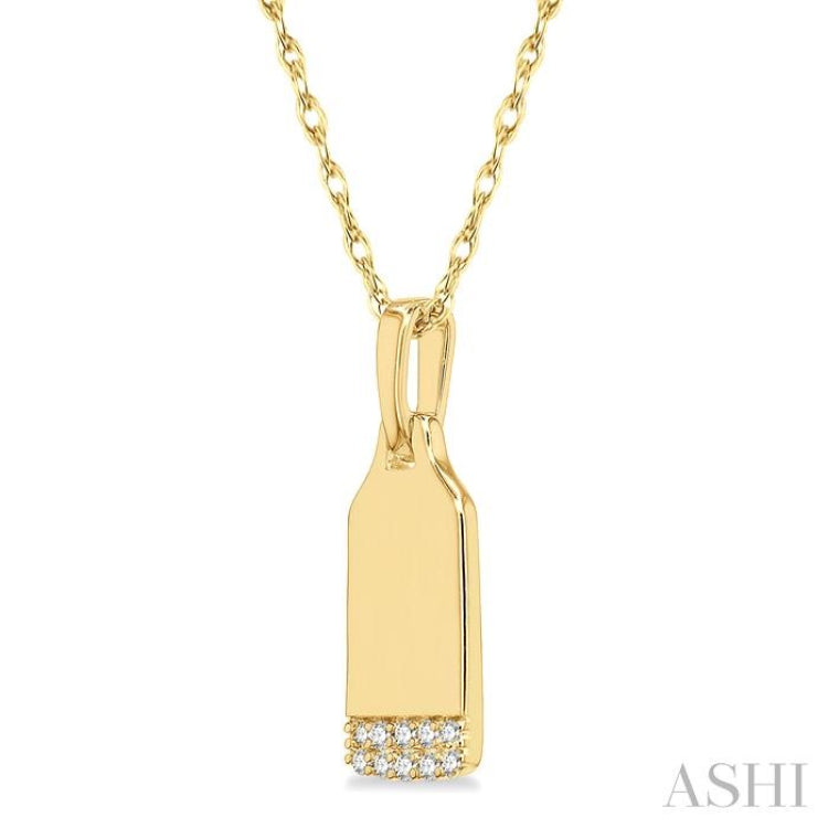 1/20 Ctw Round Cut Diamond Tag Pendant With Chain in 10K Yellow Gold