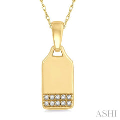 1/20 Ctw Round Cut Diamond Tag Pendant With Chain in 10K Yellow Gold