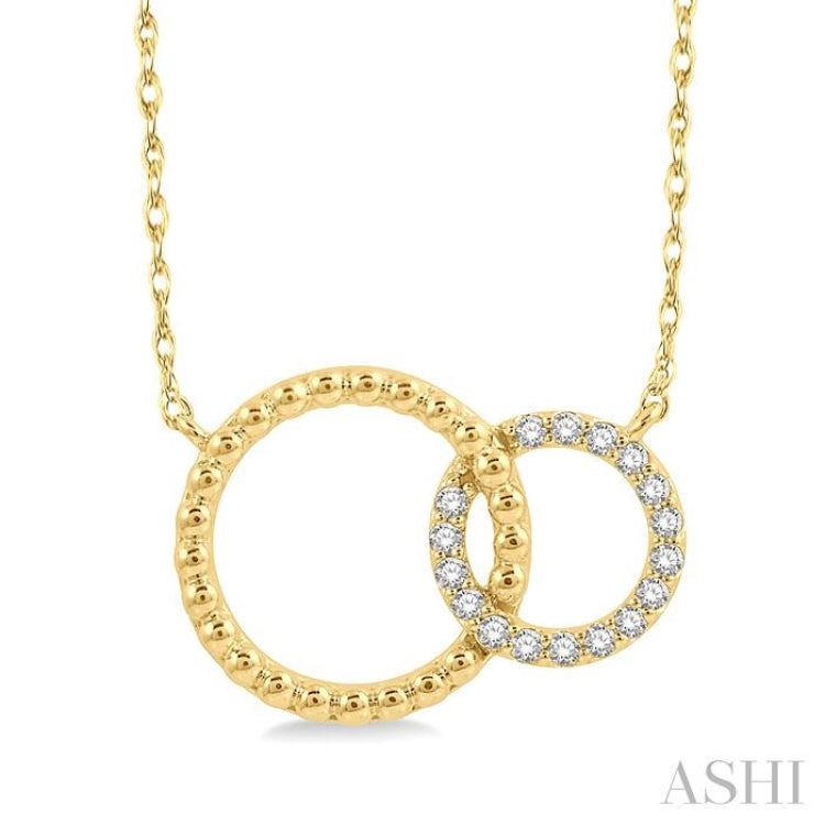 1/10 Ctw Interlocking Twin Circles Round Cut Diamond Necklace in 10K Yellow Gold