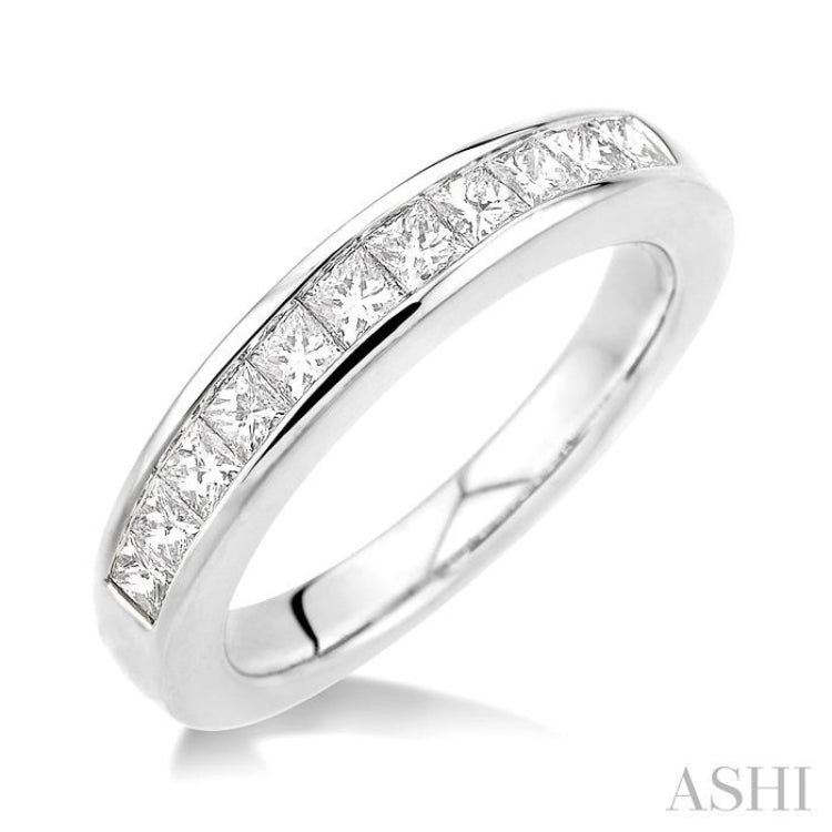 3/4 Ctw Princess Cut Diamond Wedding Band in 14K White Gold