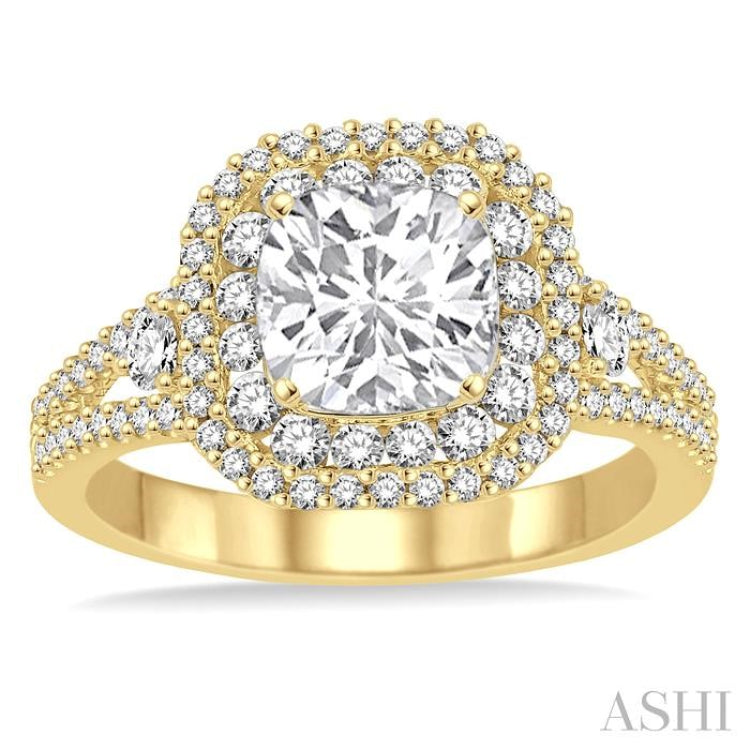 3/4 Ctw Diamond Semi-mount Engagement Ring in 14K Yellow Gold