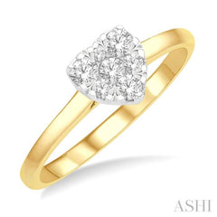 1/4 Ctw Round Cut Diamond Heart Shape Lovebright Ring in 14K Yellow and White Gold