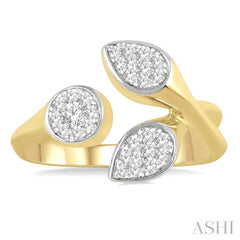 1/3 ctw Lovebright Open Center Mixed Shape Mounts Round Cut Diamond Fashion Ring in 10K Yellow and White Gold