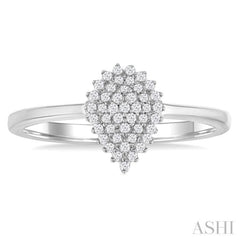 1/6 Ctw Petite Pear Shape Round Cut Diamond Cluster Fashion Ring in 10K White Gold