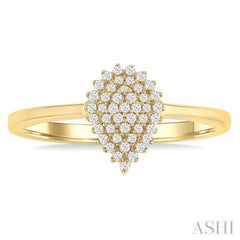 1/6 Ctw Petite Pear Shape Round Cut Diamond Cluster Fashion Ring in 10K Yellow Gold