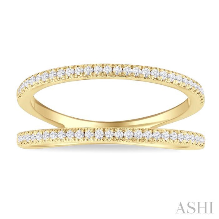 1/3 Ctw Split Twin Ring Illusion Round Cut Diamond Lightweight Fashion Ring in 10K Yellow Gold