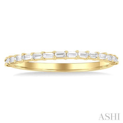 1/4 ctw Straight Row Baguette Cut Diamond Stackable Fashion Band in 14K Yellow Gold