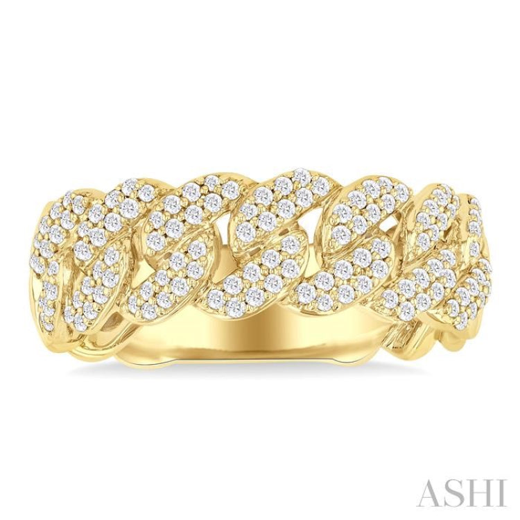 1/2 ctw Cuban Link Round Cut Diamond Fashion Band in 14K Yellow Gold