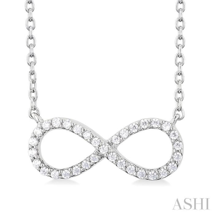 1/10 Ctw Round Cut Diamond Infinity Pendant in 14K White Gold