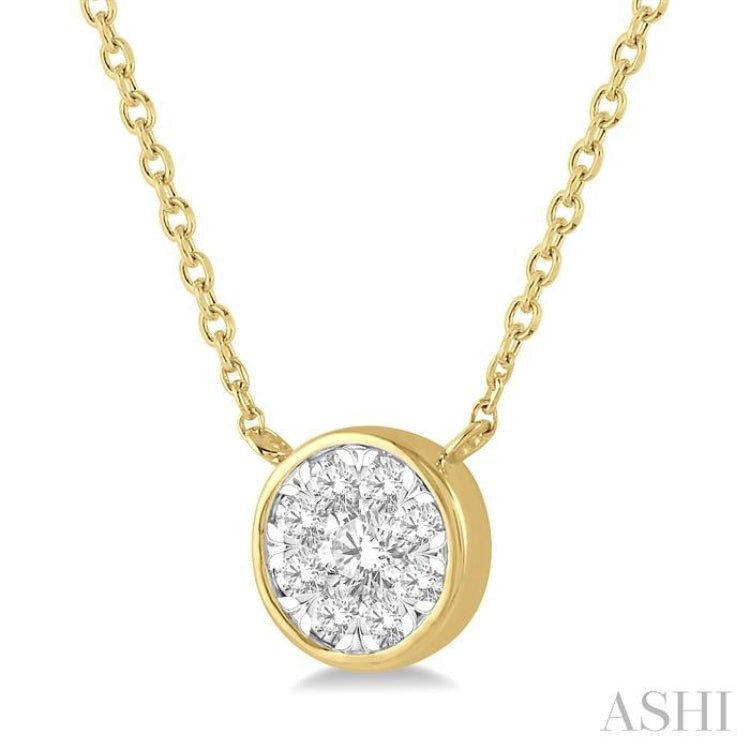 1/3 Ctw Round Shape Lovebright Diamond Necklace in 14K Yellow and White Gold