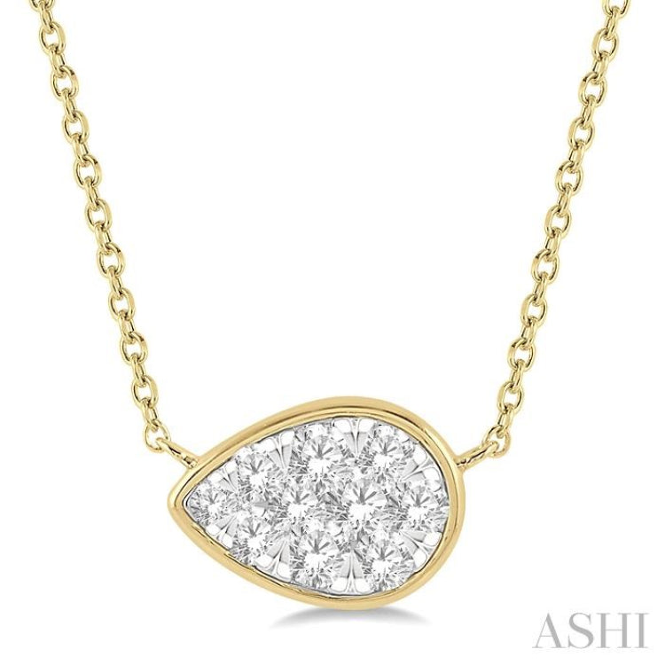 1/3 Ctw Pear Shape Lovebright Diamond Necklace in 14K Yellow and White Gold