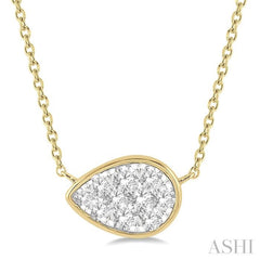 1/3 Ctw Pear Shape Lovebright Diamond Necklace in 14K Yellow and White Gold