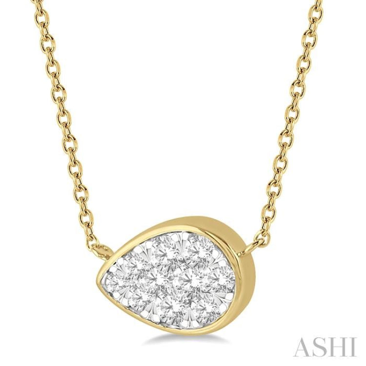 1/3 Ctw Pear Shape Lovebright Diamond Necklace in 14K Yellow and White Gold