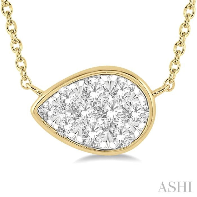 1/3 Ctw Pear Shape Lovebright Diamond Necklace in 14K Yellow and White Gold