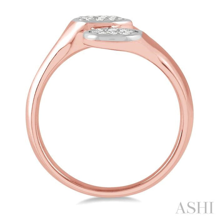 1/3 ctw Lovebright Interlocked Mixed Shape Mounts Round Cut Diamond Fashion Ring in 10K Rose and White Gold