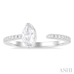 3/8 ctw Marquise and Round Cut Diamond Fashion Open Ring in 14K White Gold