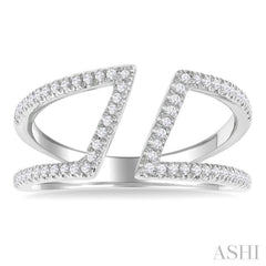 1/4 Ctw Geometric Wide Split Lightweight Round Cut Diamond Open Fashion Ring in 10K White Gold