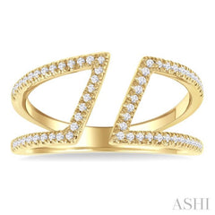 1/4 Ctw Geometric Wide Split Lightweight Round Cut Diamond Open Fashion Ring in 10K Yellow Gold