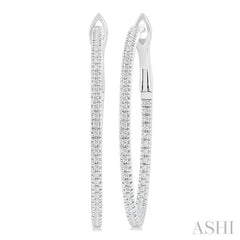 1/3 Ctw Inside & Outside Round Cut Diamond Hoop Earring in 14K White Gold