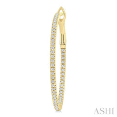 1/3 Ctw Inside & Outside Round Cut Diamond Hoop Earring in 14K Yellow Gold