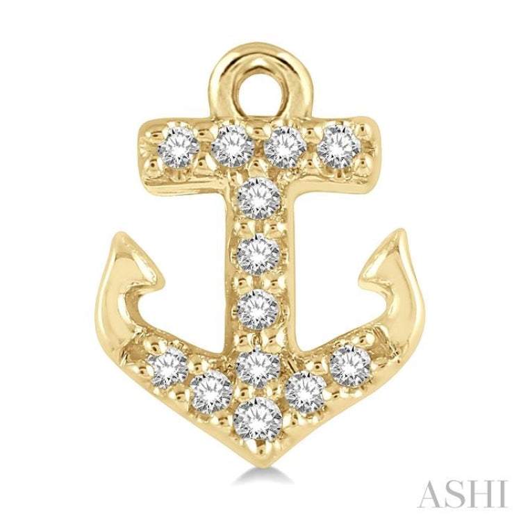 1/10 Ctw Anchor Round Cut Diamond Petite Fashion Earring in 14K Yellow Gold