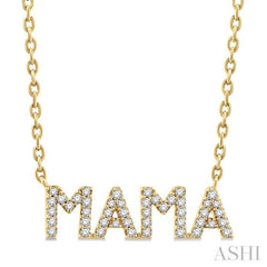 1/5 Ctw 'Mama' Block Round Cut Diamond Necklace in 10K Yellow Gold