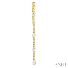 1/3 Ctw Round Cut Diamond Chain Dangler Hoop Earring in 10K Yellow Gold