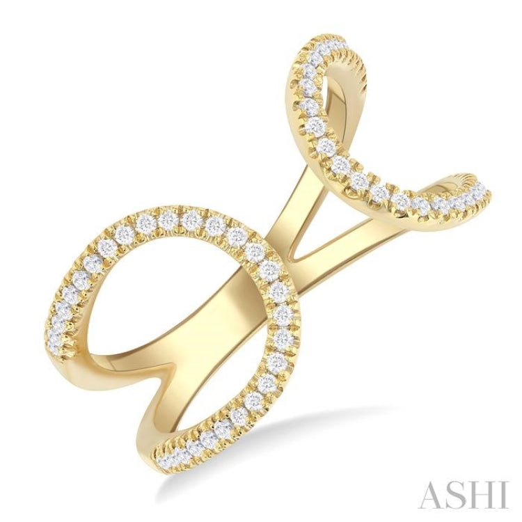 1/3 Ctw Split U-Shaped Round Cut Diamond Open Fashion Ring in 10K Yellow Gold